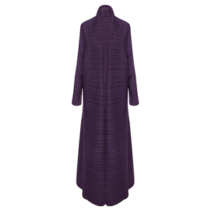 เสื้อคลุมอาบายะแบบเปิด Miyake สีพื้น แขนยาว จับจีบ คอตั้ง พร้อมเข็มขัด สำหรับผู้หญิง - Product Image 6