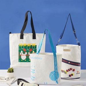 Sac fourre-tout Dupont en papier kraft lavable avec doublure en coton et lin, sacs écologiques naturels à bandoulière, sac promotionnel en plastique - Product Image 3