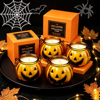 Bougie parfumée en cire de soja pour Halloween, pot citrouille Jack O'Lantern, décoration d'intérieur, cadeau
