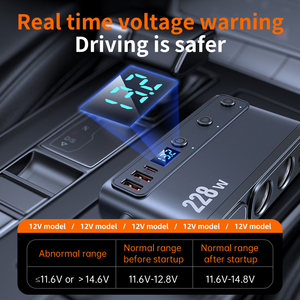 228W 9IN1 Car charger with 1meter Extension <b>Cable</b> Dual PD Ports QC <b>3.0</b> Simultaneously efficiency Safety guaranteed Car Charger - Product Image 4