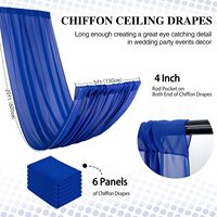 DUOBAO Rideaux en Chiffon Bleu Royal 5x20 pieds |   6 rideaux de fond de scène élégants et transparents pour mariage |   Tente de réception pour photographie et événements festifs