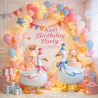 Ballons en aluminium en forme de grande oie mignonne avec nœud, thème animalier pour fêtes d'enfants, vente en gros, fournitures en vrac, accessoires de décoration événementielle