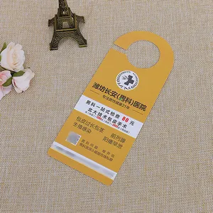 Personalizado barato imobiliário papel papelão botão de impressão pendurado publicidade flyer porta cabide panfleto para o hotel