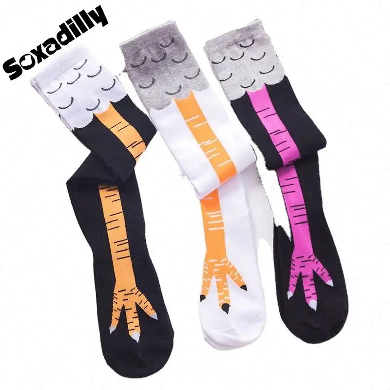 Soxadilly Wholesale Chicken Leg Socks Women Stockings Crazy Funny Party Costume Socks Cluck Leg Knee High Socks