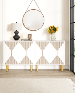 Buffet Tribesigns <span class=keywords><strong>blanc</strong></span> de 59 pouces avec pieds dorés, armoire de rangement à 4 portes pour salon, salle à manger, garage - Product Image 4