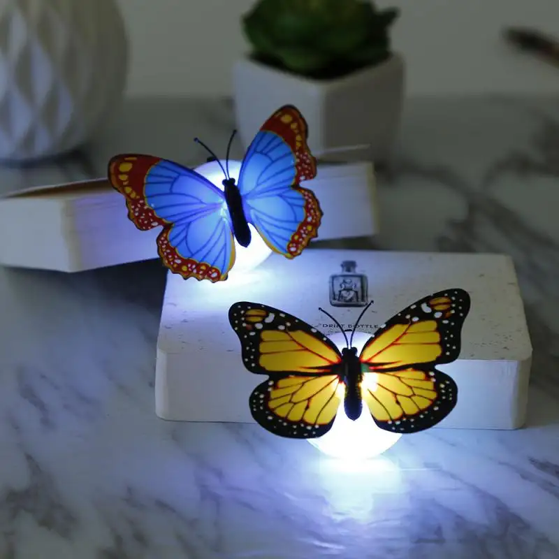 Autocollants papillon 3d Led décoration Mini veilleuse applique murale autocollant pour chambre salon fête