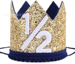 1 pièce Chapeau de fleurs brillant pour <span class=keywords><strong>anniversaire</strong></span> de 1/2 an <span class=keywords><strong>Fille</strong></span> Garçon <span class=keywords><strong>6</strong></span> mois Demi-année Couronne Joyeux <span class=keywords><strong>anniversaire</strong></span> - Product Image 4