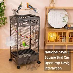 Cages à oiseaux classiques modernes en métal avec plateau en plastique - <span class=keywords><strong>Volière</strong></span> intérieure durable et sécurisée <span class=keywords><strong>pour</strong></span> petits animaux, taille personnalisable - Product Image 4