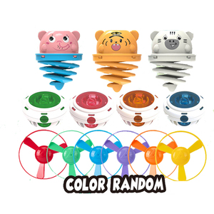 QS新设计电子玩具七彩卡通动物二合一射击游戏恐龙飞碟陀螺枪儿童礼物 - Product Image 4