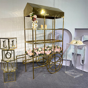 Wedding Party Garden Decoration <strong>Flower</strong> <strong>Display</strong> Stainless Steel Candy Cart Gold Candy Cart <strong>Display</strong> - Product Image 3