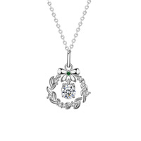 XMA037 Colgante Original de Plata de Ley 925 con Lazo Navideño, Moissanita y Diseño de Corona, Regalo de San Valentín, Joyería