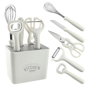Ensemble d'ustensiles de cuisine multifonctionnels avec bloc de rangement, comprenant fouet, couteau, ciseaux, éplucheur, ouvre-bouteille pour la cuisine quotidienne - Product Image 5
