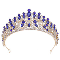 Vente en gros d'usine, couronne en or et en argent, diadème élégant, design en cristal, accessoire de tête en alliage pour mariage, anniversaire, décoration de cheveux