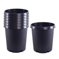 Vasos de plantas plásticos redondos, vasos para plantas plásticos com 2 galões pretos