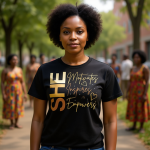 Elle motive, inspire, encourage les femmes afro-américaines - T-shirt - Product Image 3