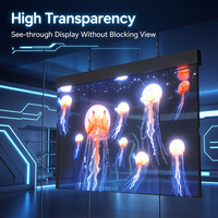 Mur vidéo LED transparent COB P10.4 de forme personnalisée, écran de film holographique flexible sans soudure, affichage sur façade en verre