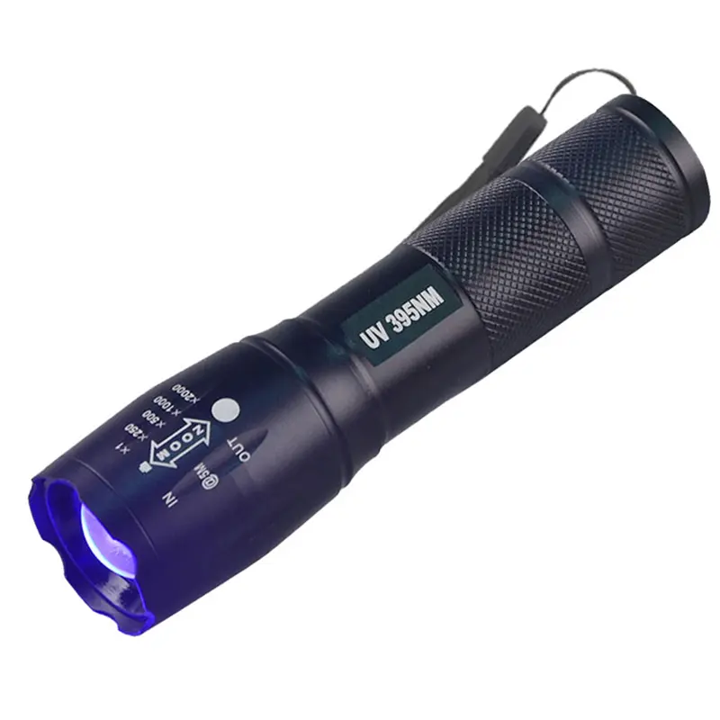 Aluminum uv torchlight led uv torch light rechargeable 395NM Powerful Zoom UV Flashlight