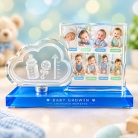 Neelpure 194710 Cadre photo personnalisé en cristal pour bébé, impression couleur, souvenir de naissance, 1er anniversaire, 100 jours, cadeau OEM ODM