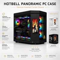 Caja de PC para Juegos Hotbell Panoramic Triple Glass con Pantalla Vertical, Alto Flujo de Aire, Chasis de Computadora de Escritorio sin Herramientas