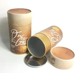 OEM custom biodegradable cylinder paper box for loose tea powder packaging food grade paper tubes packaging box
