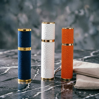 Mini bouteille de parfum en cuir Pu personnalisée, flacon vide en verre de luxe, 5ml 10ml avec atomiseur vaporisateur