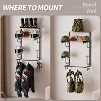 Support mural pour casque de moto rustique, support pour casque avec 4 supports pour gants et 4 crochets
