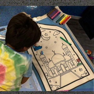 ชุดพรมละหมาดเด็ก 12 ชิ้น พร้อมปากกาสี ขนาด 47x100 ซม. ผลิตจากโพลีเอสเตอร์กันเปื้อน สำหรับเด็ก - Product Image 2