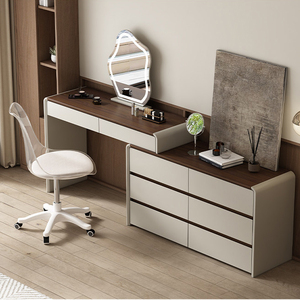 Lxyx Modern Makeup <b>Vanity</b> Desk With <b>Lighted</b> <b>Mirror</b> And 6 Drawers White Wood Finish Bedroom Storage Cabinet - Product Image 2