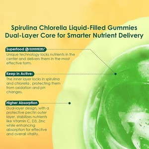 Gummies de spiruline et de chlorelle en marque propre, vitamines super vertes, compléments alimentaires verts quotidiens avec chlorophylle, énergie naturelle - Product Image 4