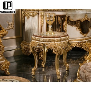 Custom High Standard Luxury Villa 100% Gold Foil Hand Craving <b>Round</b> <b>Side</b> Coffee <b>Table</b> for Home <b>Round</b> <b>Side</b> <b>Table</b> - Product Image 1