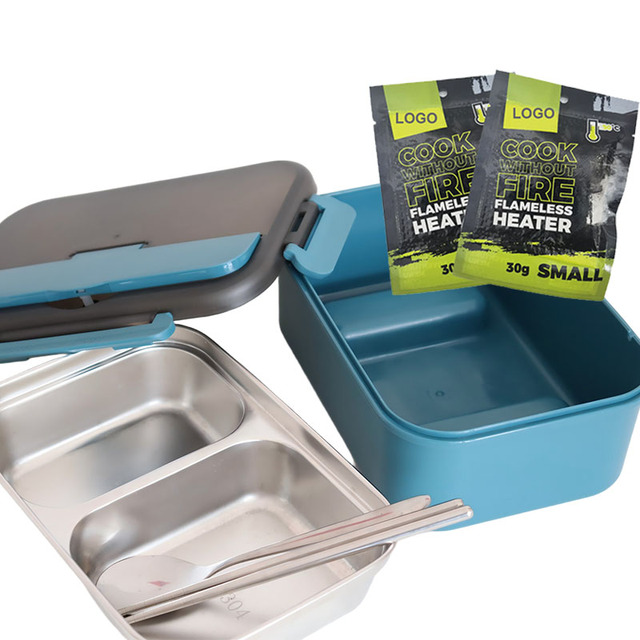 Multi-Compartment Self Heating Lunch Box - Reusable Stainless Food Container with Heating Bag
