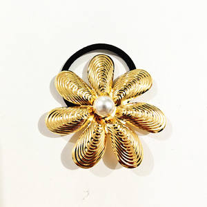 Ikat rambut geometris kustom tidak beraturan, ikat rambut logam emas mewah sederhana paduan ikat kepala grosir - Product Image 1