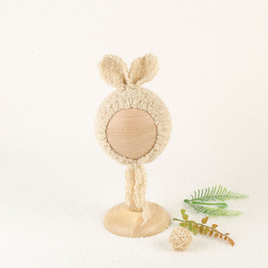 Chapeau de photographie pour nouveau-né doux Chapeau de lapin en tricot avec boucle pour bébé <span class=keywords><strong>fille</strong></span> et garçon <span class=keywords><strong>Bonnet</strong></span> pour animaux de tir <span class=keywords><strong>Bonnet</strong></span> extensible au crochet Accessoire de studio - Product Image 4
