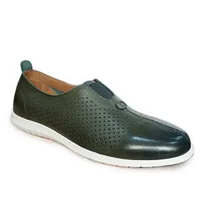 Usine Dernières Slip-On Vert Véritable Chaussures En Cuir De Vache Riser Vent Respirant Trous Anti-Dérapant Casual Mocassins Chaussures Pour Hommes