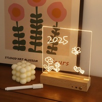 Kit de lampe à batterie rechargeable LED, stylo pour réécrire, tableau acrylique, veilleuse LED, cadeau LED DIY, tableau de message 3D vide, petit tableau de table
