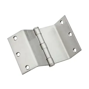 Modern SUS 304 Satin Chrome Door Flat Hinge 3mm Thick Steel/Stainless Steel/Brass Hardware for Hotel Swing Clear Doors
