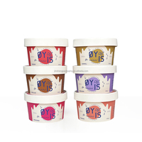 Gobelet à dessert en papier kraft biodégradable à paroi simple, enduit de PE, de qualité alimentaire, résistant à la congélation et écologique, pour glace et couvercle.