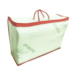 Bolsa de armazenamento de cobertor com zíper em pvc transparente com alças