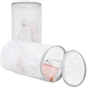 Sac de lavage pour chaussures en maille blanche avec fermeture éclair, réutilisable pour le lavage en machine - Product Image 2