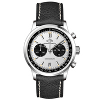 Montre bracelet hommes façon saphir, chronographe automatique, St1901, mouvement, verre de cristal, mécanique