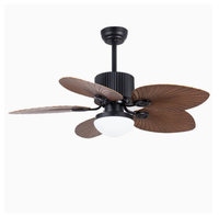 Ventilateur de plafond moderne en bois de noyer de style américain avec éclairage LED et télécommande, adapté à toute la maison, salon, salle à manger