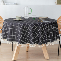 Nappe Ronde Moderne Rayée en Polyester, Coton et Lin, Imperméable et Anti-Taches pour Table Basse – Vente en Gros pour Usage Domestique