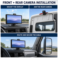 Moniteur Android CarPlay 10,26 pouces, écran tactile IPS, GPS, WiFi 5G, Bluetooth, vision nocturne 4K, IP68, 12-36V, caméra avant/arrière portable