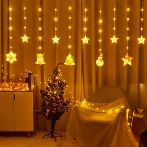 عيد الميلاد نافذة أضواء عيد الميلاد عنصر وامض ستار مصابيح داخلي في الهواء الطلق أضواء شنقا عيد الميلاد شجرة المنزل حديقة