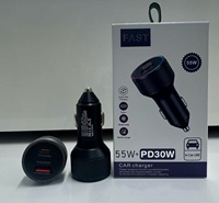 Chargeur de voiture 25W+30W, charge rapide PD, QC3.0, USB+Type C, chargeur de voiture pour iPhone, pour Huawei