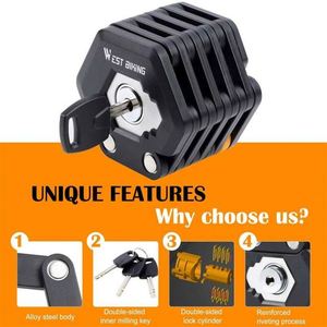 ตัวล็อคจักรยานแบบพับได้ ล็อคจักรยานเสือภูเขา ล็อคจักรยานถนน ความปลอดภัยสูง ป้องกันการโจรกรรม สกู๊ตเตอร์ไฟฟ้า จักรยานไฟฟ้า ตัวล็อคโซ่จักรยาน อุปกรณ์เสริมจักรยาน - Product Image 2