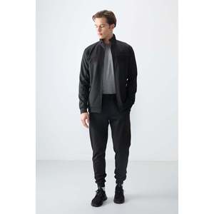 Ensemble de survêtement pour homme noir texturé, coupe standard, brodé - 85248 - Noir/noir - Product Image 1