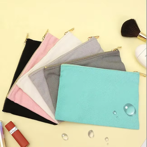 Sac de maquillage à fermeture éclair écologique personnalisé avec logo, cadeau pas cher, noir, pour kit d'organisation, tissu en coton, toile, cosmétique - Product Image 4