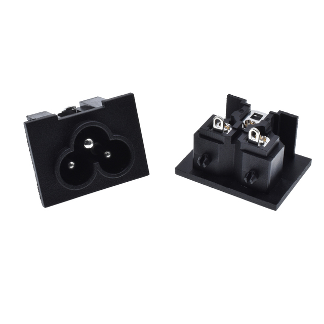 DB-6 3 Pin Ac Power Connector C6 Socket Wiring 2.5A 250V IEC Inlet PCB Mounting Inlet With Pillar EU US Certificate