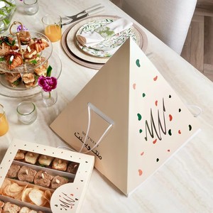 Scatola Piramidale Personalizzata per Alimenti Arabi da Asporto, Confezione per Snack, Pasticceria, Dolci, Macaron con Coperchio - Product Image 5